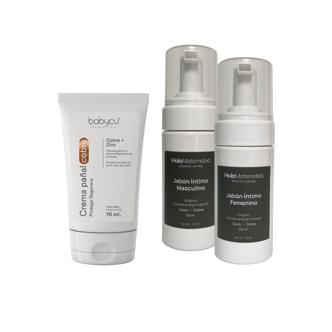 Pack Cuidado Completo: Crema de Pañal BabyCu + Jabón Íntimo Femenino + Jabón Íntimo Masculino | Hola Maternidad
