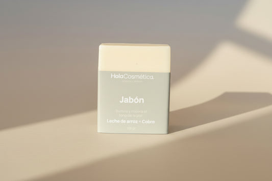 Jabón Natural en Barra de Leche de Arroz y Cobre - Cuidado Suave para Bebés y Adultos | Hola Cosmética