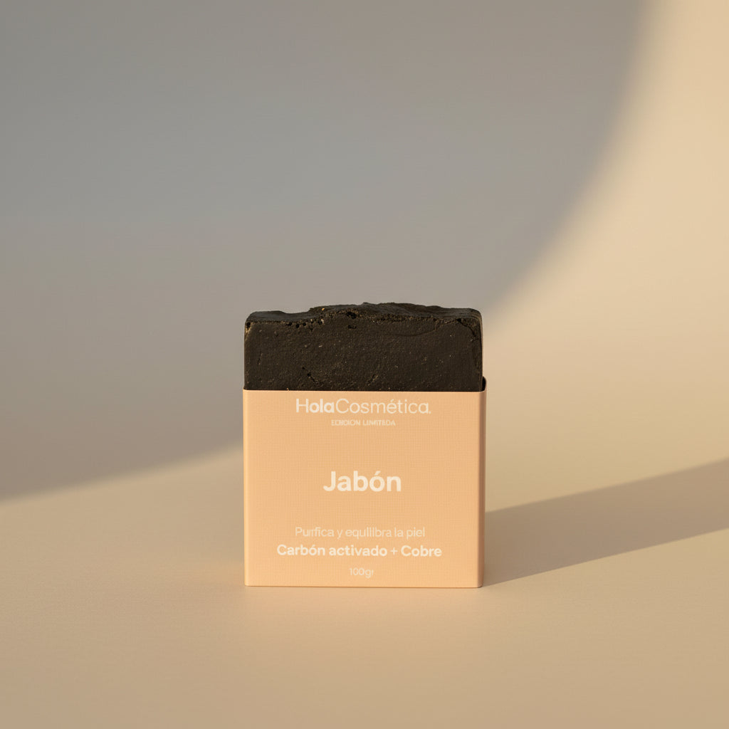 Jabón Natural en Barra de Carbón Activado y Cobre - Cuidado Suave para Bebés y Adultos | Hola Cosmética